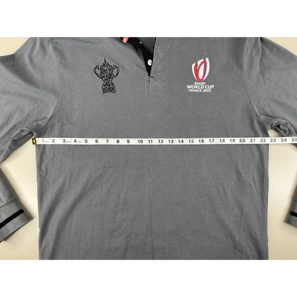 Rugby World Cup France 2023 Polo Shirt Mens XXL Grey Cotton Jersey Preppy Bloke - Picture 7 of 16